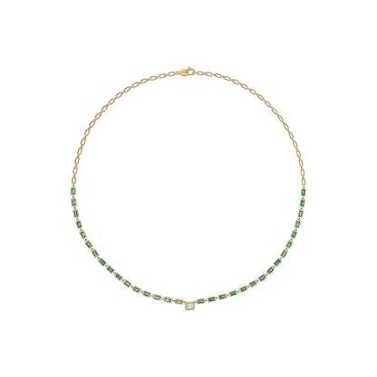 NFF70760. 14K Solid Gold Diamond Rectangle Necklace
