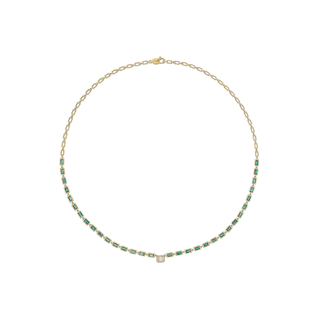 NFF70760. 14K Solid Gold Diamond Rectangle Necklace