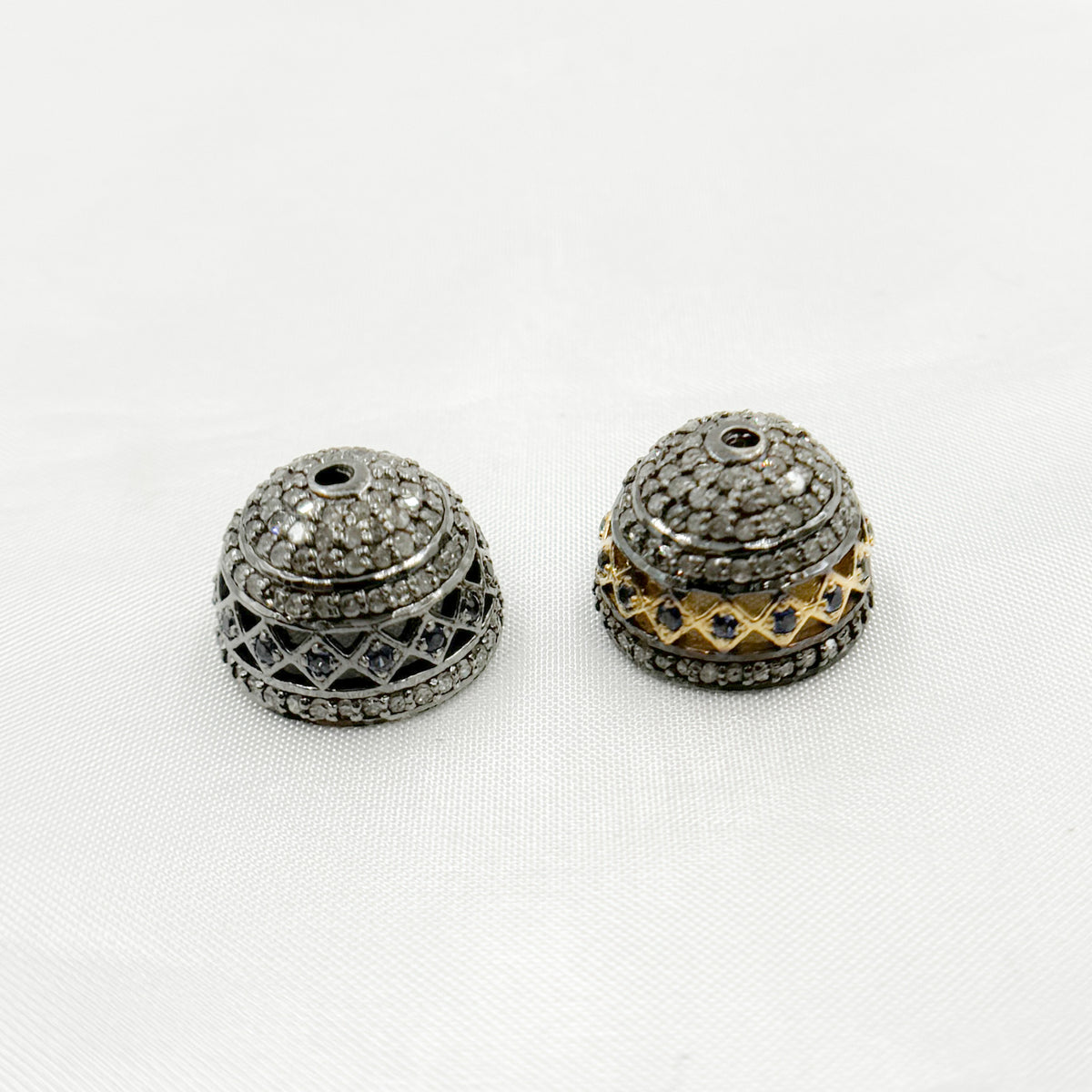 DC756. Diamond & Sterling Silver Bead Cap
