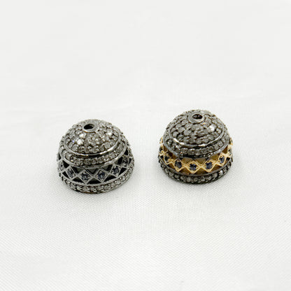 DC756. Diamond & Sterling Silver Bead Cap