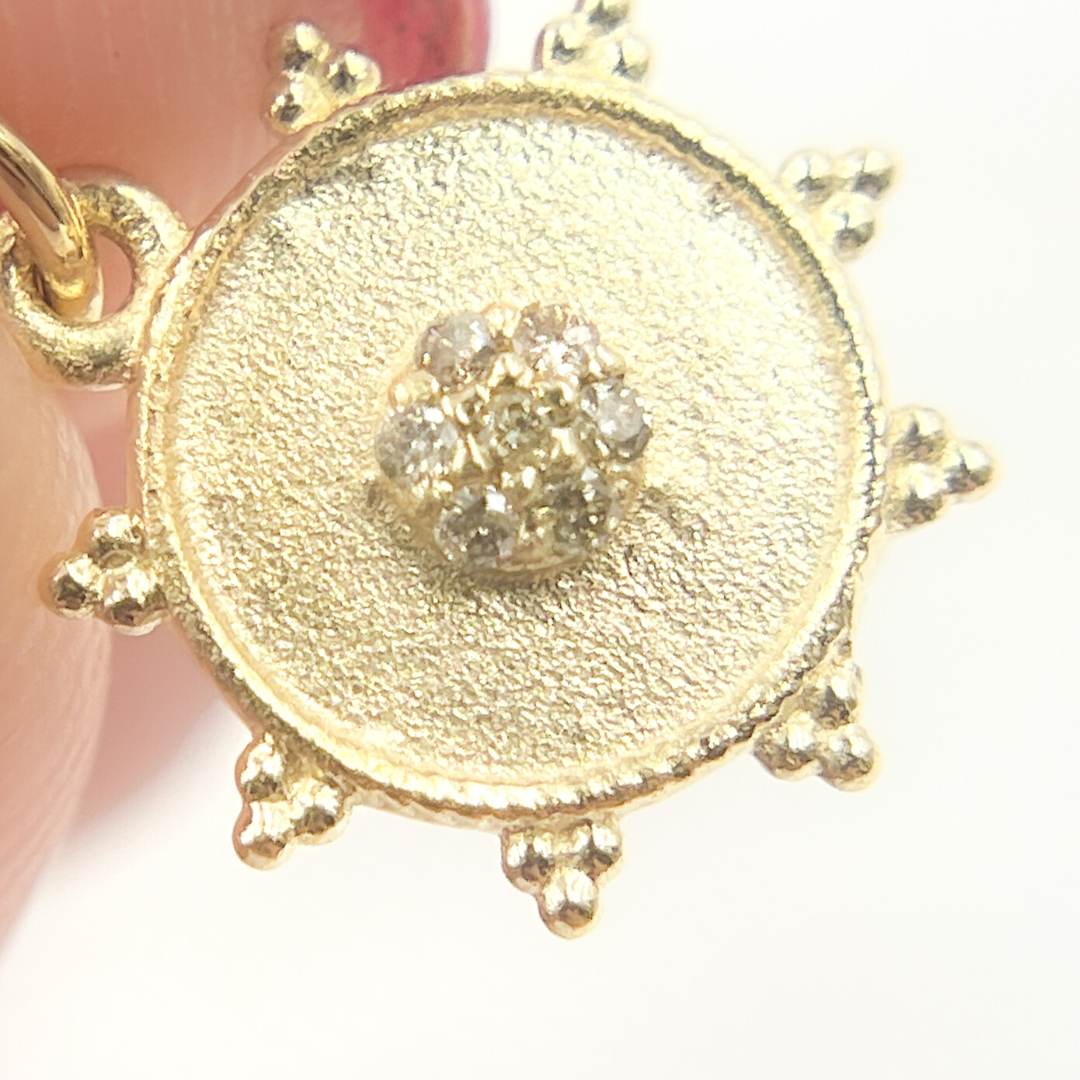 14K Solid Gold Diamond Circle Charm. GDP424