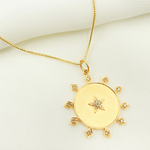 Load image into Gallery viewer, 14K Solid Gold Diamonds Star Circle Charm. GDP180
