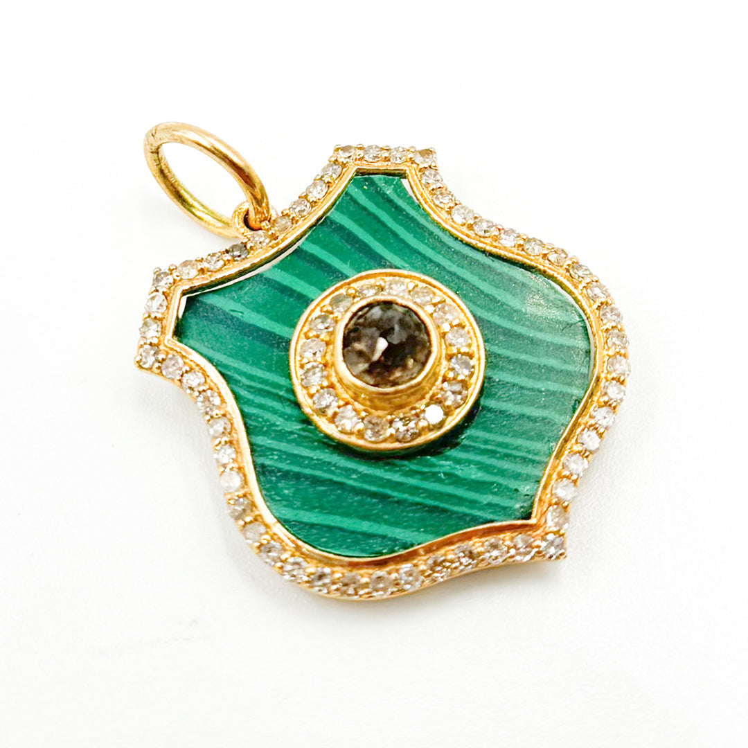 14K Solid Gold Shield Pendant