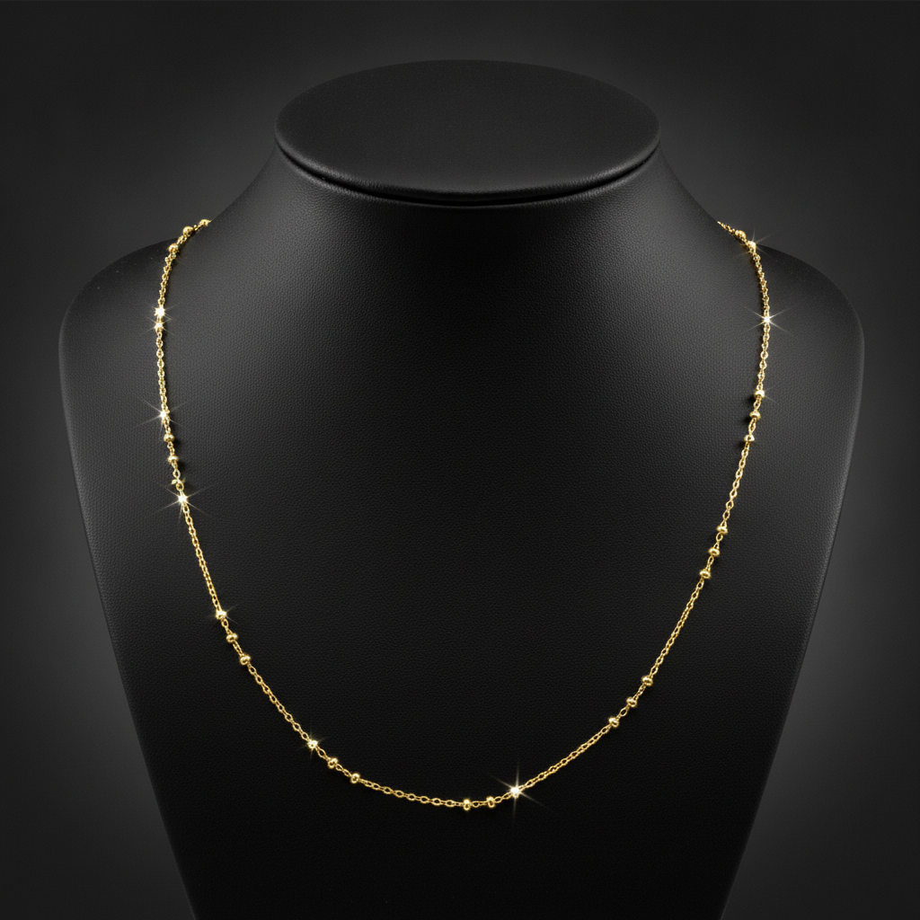 025R03BLS7. 14K Solid Yellow Gold Satellite Necklace