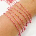 Load image into Gallery viewer, Gold Plated Enamel 925 Sterling Silver Pink Enamel Chain. V245PKGP
