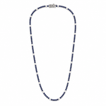 Load image into Gallery viewer, CN97385BS2. 14K Solid White Gold Diamond and Blue Sapphire Tennis Necklace