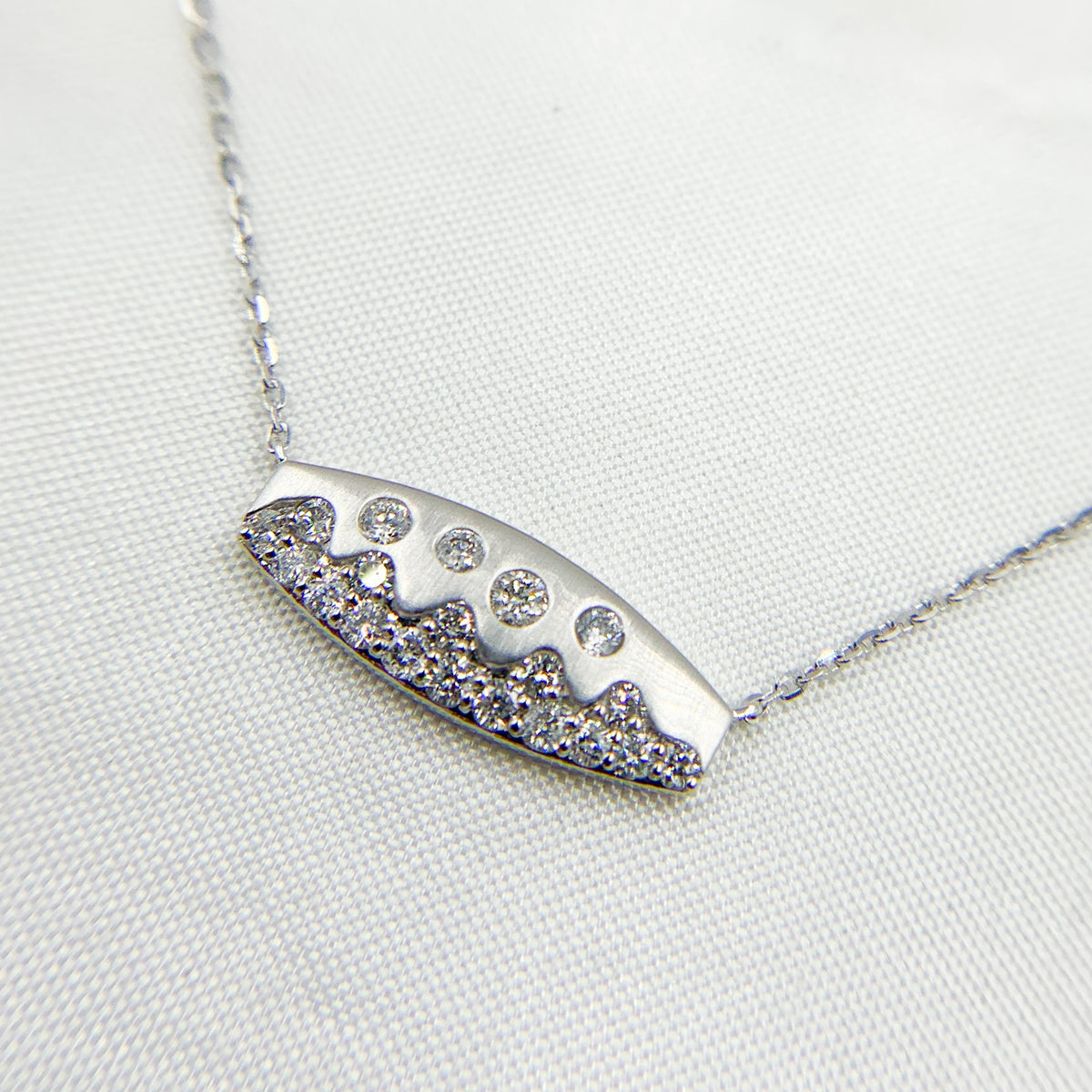 NT405723. 14K Solid Gold Diamond and Multi Sapphire Bar Necklace