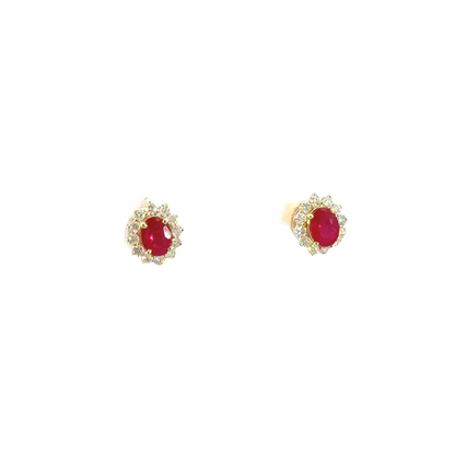 ER113509YRU. 14K Solid Gold Diamond & Ruby Earrings