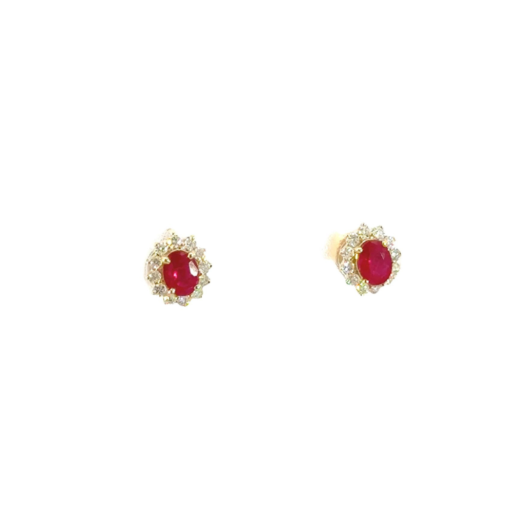 14K Solid Gold Diamond & Ruby Earrings.  ER113509YRU