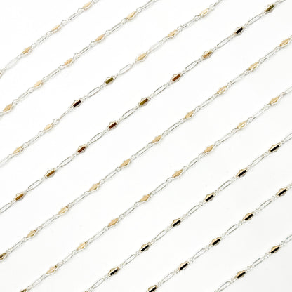 XM/901B/SP. 14K Sterling Silver and gold-filled fancy twisted oval link chain