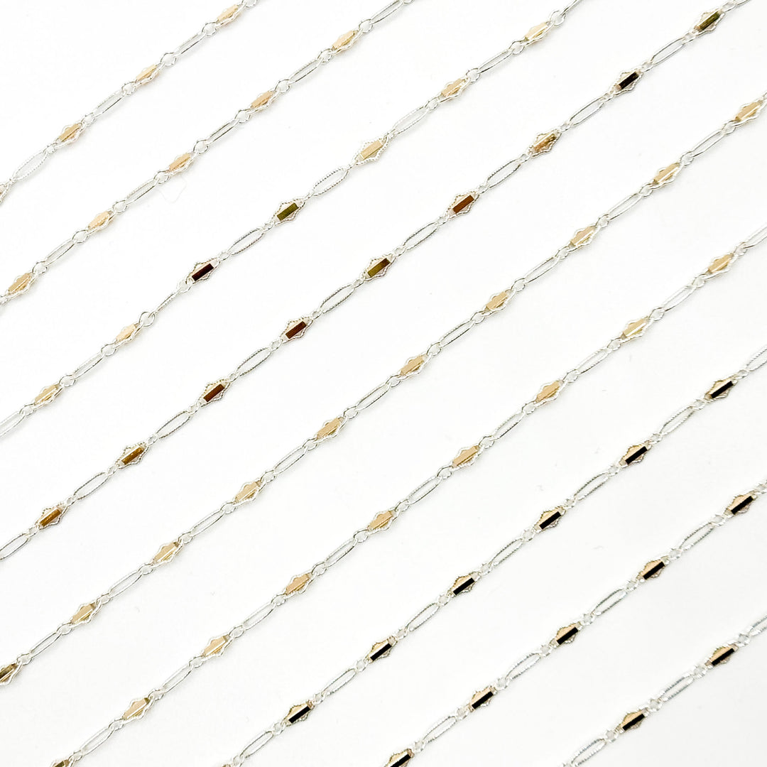 XM/901B/SP. 14K Sterling Silver and gold-filled fancy twisted oval link chain
