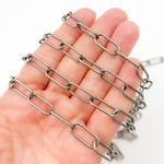 Load image into Gallery viewer, V84OX. Oxidized Sterling Silver Smooth Paperclip Chain
