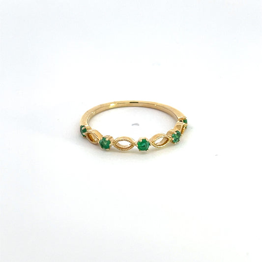 14K Solid Gold Emerald Ring.