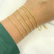 14K Solid Gold Diamond Cut Cable Link Unfinished Chain