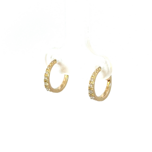 HP400760Y. 14K Solid Gold Diamond Huggies Earrings