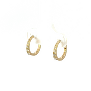 HP400760Y. 14K Solid Gold Diamond Huggies Earrings