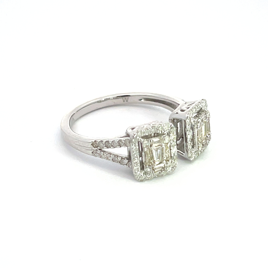 14K Solid Gold Rectangle Diamond Baguette Ring. RFI17435