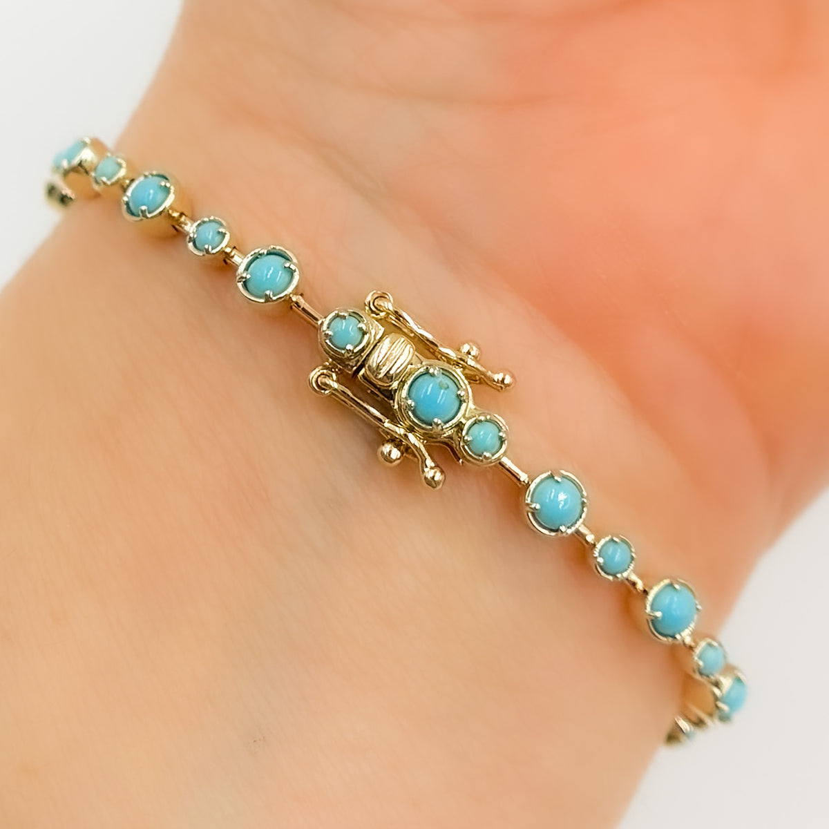 BTZ65118TQ. 14K Solid Gold Gemstone Bracelet