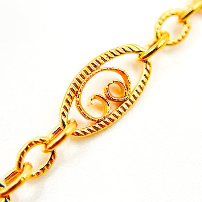 14k Solid Gold Filled Twisted Oval and Round Links Chain