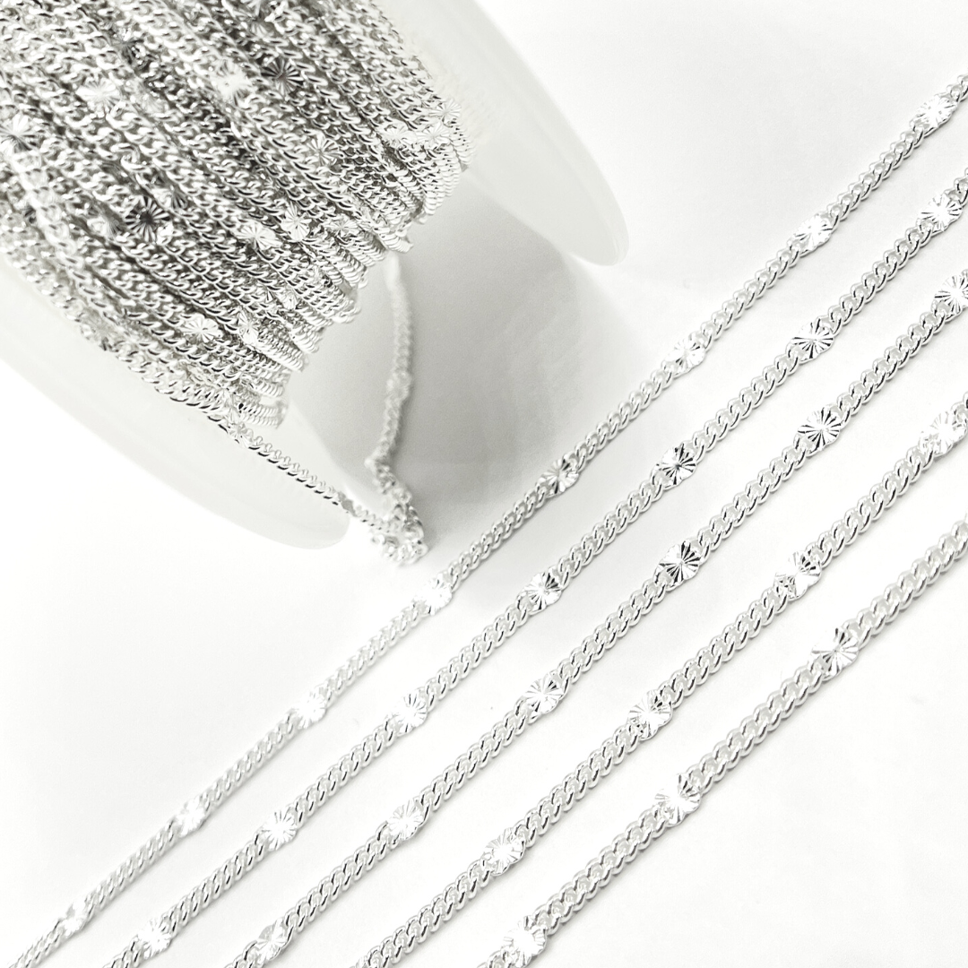 925 Sterling Silver Curb Chain with Diamond Cut Link. 67S5SS