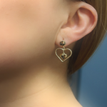 Load image into Gallery viewer, 14K Gold Dangle Earring with Two Hearts. GER115
