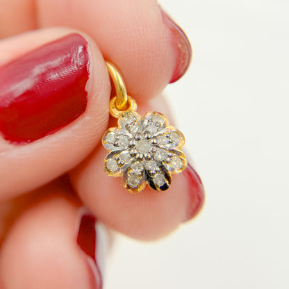 DC252. Diamond Sterling Silver Flower Charm