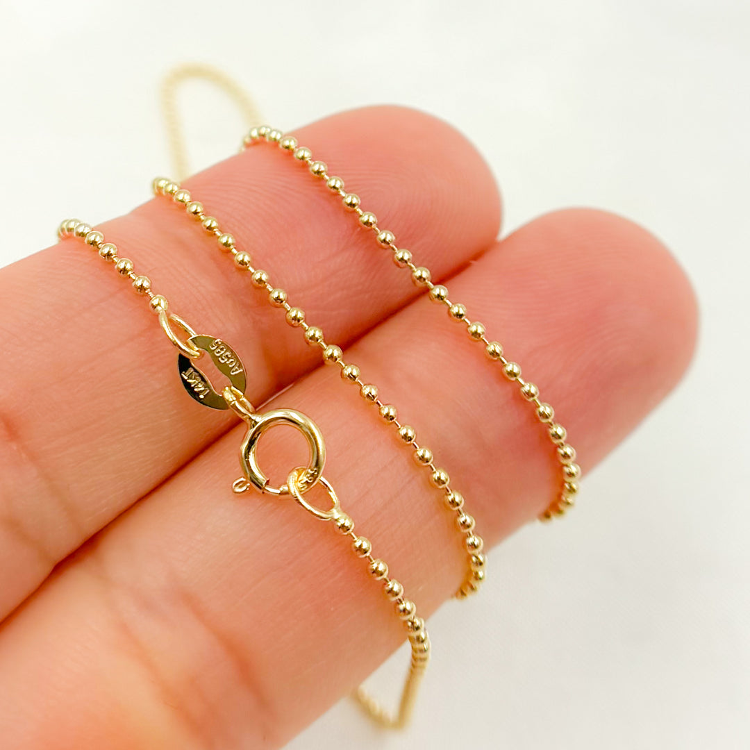 120CP. 14K Solid Yellow Gold Ball Link Chain