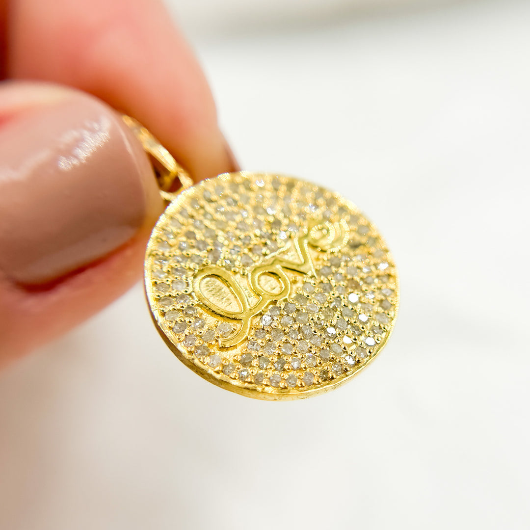 DP077. Diamond Sterling Silver Round Love Pendant