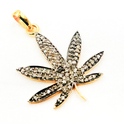 Diamond Sterling Silver Leaf Pendant