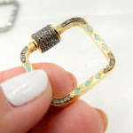 Load image into Gallery viewer, DC082A. Diamond Sterling Silver Square Enamel Carabiner Clasp
