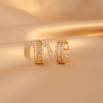 Load image into Gallery viewer, EHH57405. 14K Solid Gold Baguette Diamond Round Hoop