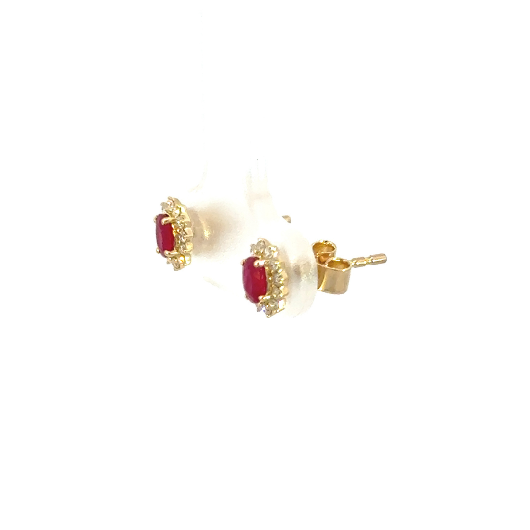 14K Solid Gold Diamond & Ruby Earrings.  ER113509YRU