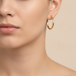 Load image into Gallery viewer, GER173. 14K Gold Hollow Hoop Earrings with Engraved Tornado Design