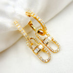 Load image into Gallery viewer, 14K Solid Gold Diamond Dangle Hoop Earrings. EHH56673
