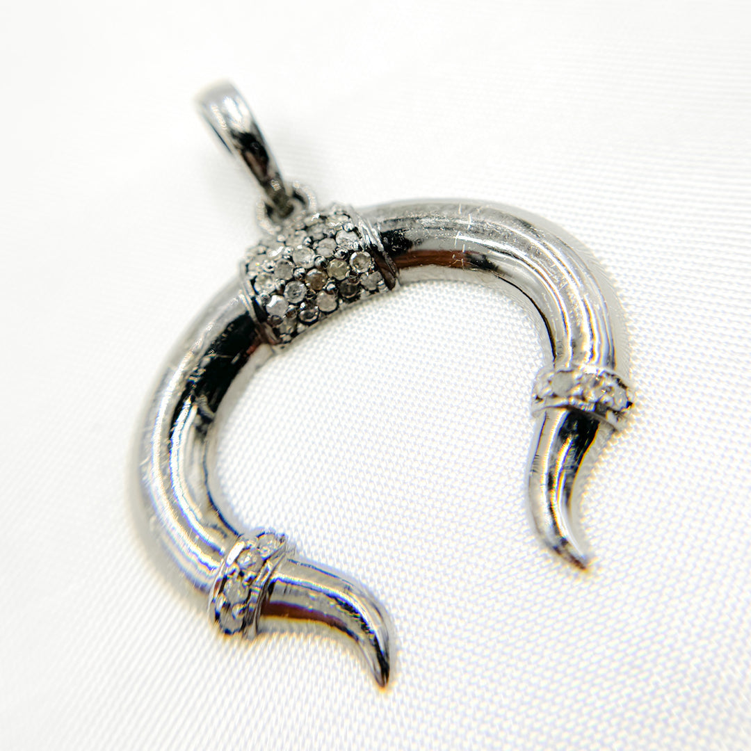 DP184. Diamond Sterling Silver Horn Pendant