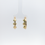 Load image into Gallery viewer, HP402565. 14k Solid Gold Diamond and Turquoise Fancy Flower Hoop Earrings