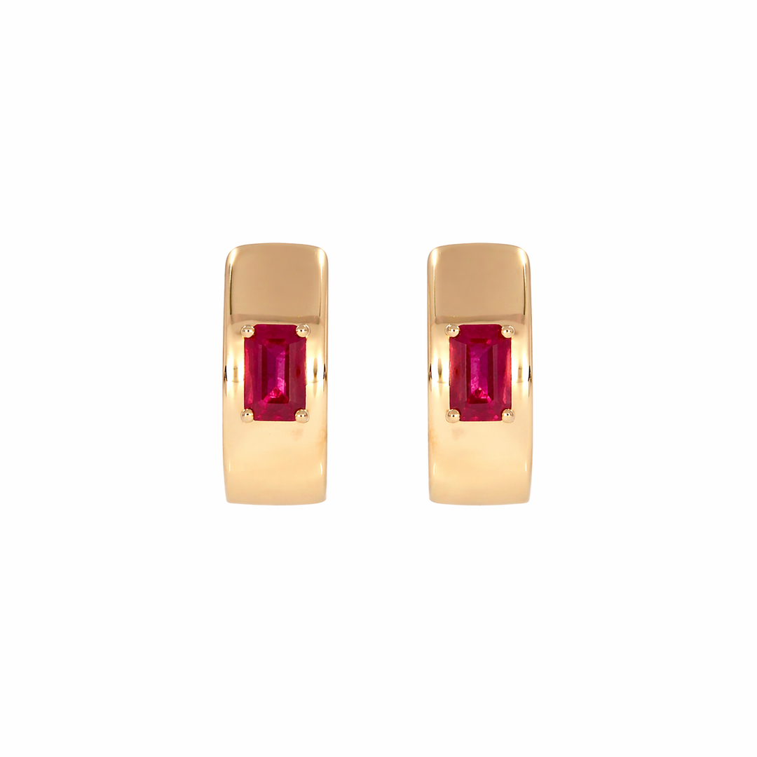 EHZ57585. 14K Solid Gold Gemstone Hoops