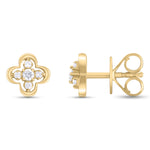 Load image into Gallery viewer, ER421142. 14K Solid Gold Diamond Flower Studs
