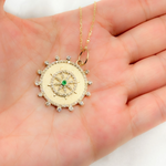 Load image into Gallery viewer, 14K Solid Gold Circle Charm with Star in the Center with Diamonds and Gemstone. GDP559
