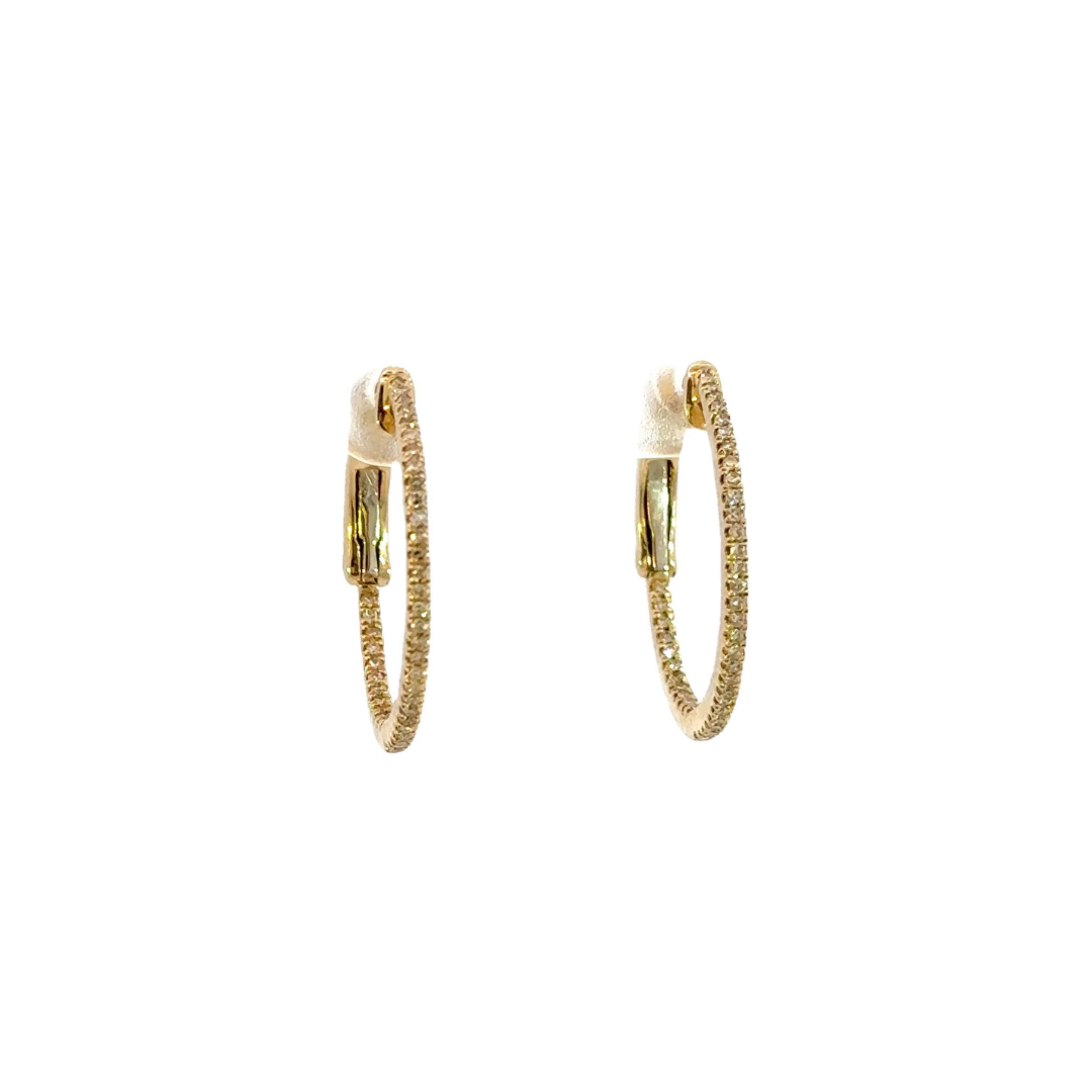 EHE56120. 14k Solid Gold Diamond Hoops
