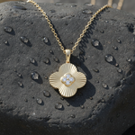 Load image into Gallery viewer, PFB33136. 14K Solid Gold Clover Diamond Necklace