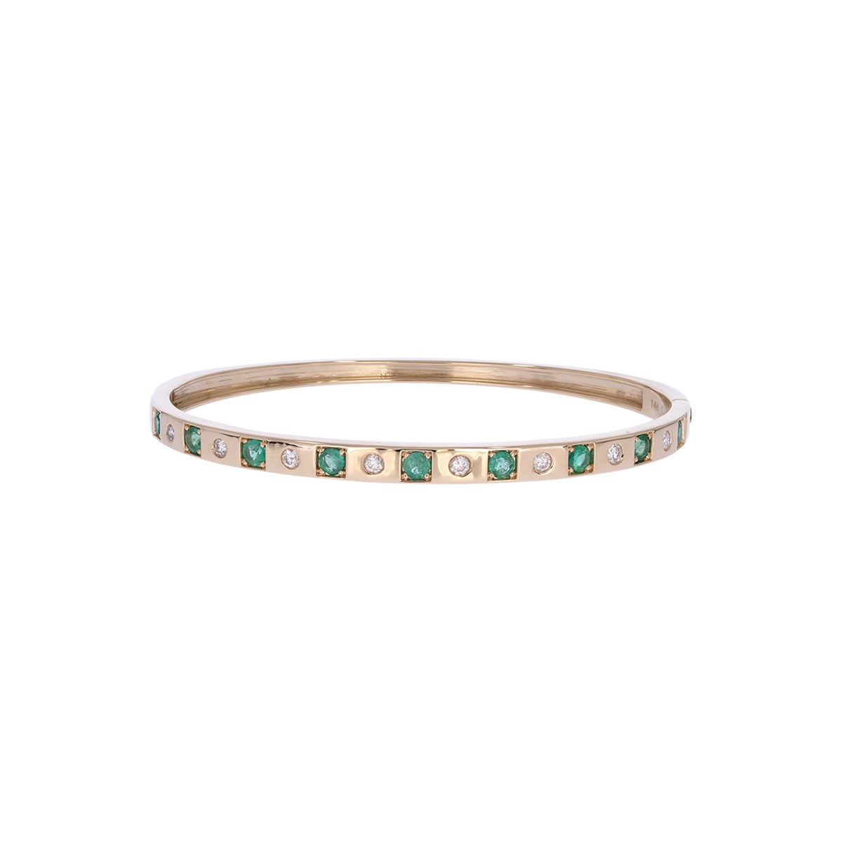 BNE68710. 14K Solid Gold Diamond & Gemstone Bangle