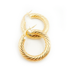 Load image into Gallery viewer, 15850018594. 14K Solid Gold Twisted Round Hollow Hoop Earrings
