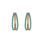 Load image into Gallery viewer, EHZ57722TQ. 14K Solid Gold Turquoise Hoops