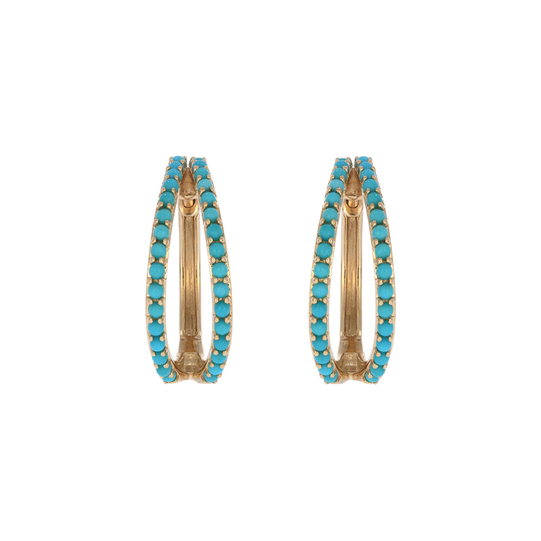 EHZ57722TQ. 14K Solid Gold Turquoise Hoops