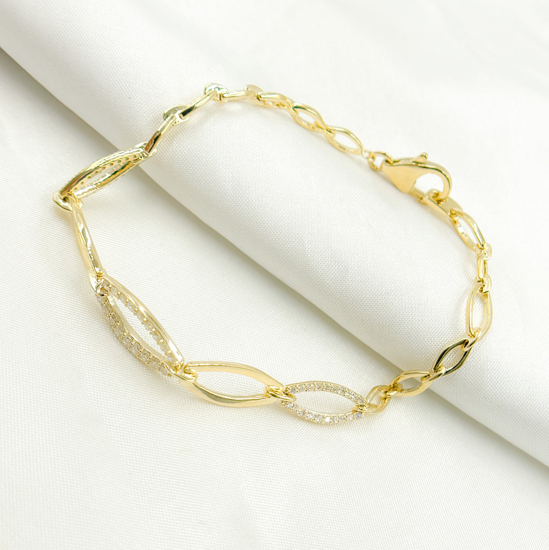 14k Solid Gold Diamond Oval Bracelet. BR402612