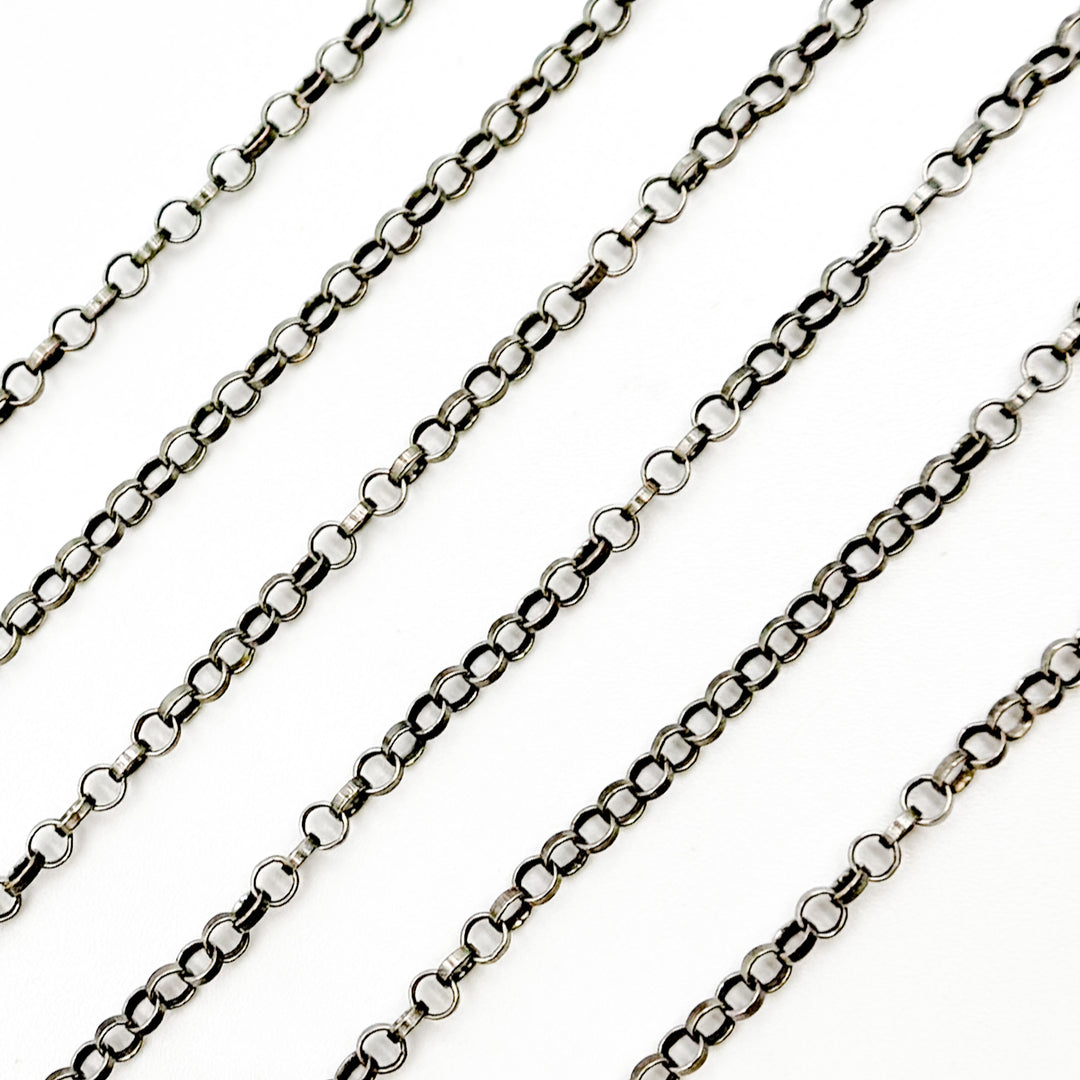 977OX. Oxidized Sterling Silver Rolo Chain