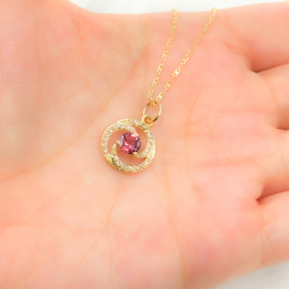 14K Solid Gold Diamond Circle Charm. GDP129