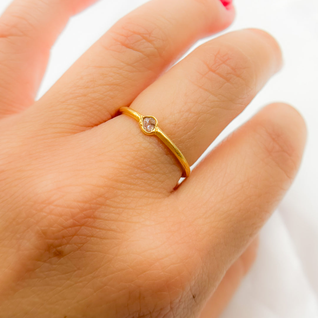 DR034. Diamond Sterling Silver Gold Plated Ring