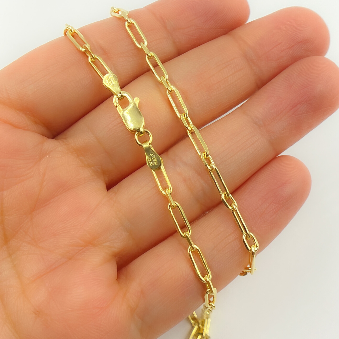 08014588FD. 14K Solid Gold Paperclip Diamond Cut Chain